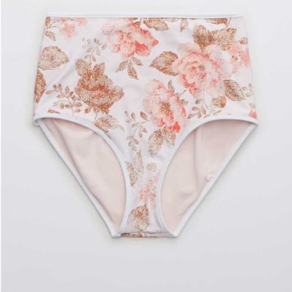 NWT Aerie Printed Binding High Waisted Bikini Bottom - Picture 2 of 3